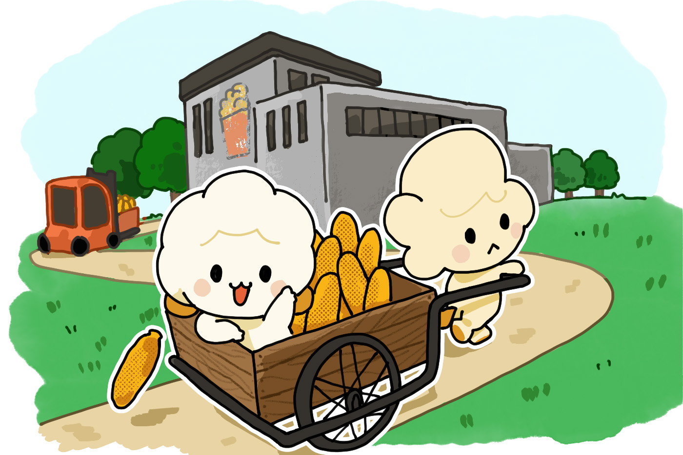 工場に運ばれる