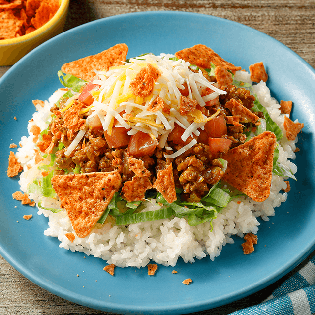 ザクザク食感が楽しめる！<br>トルティーヤのタコライス